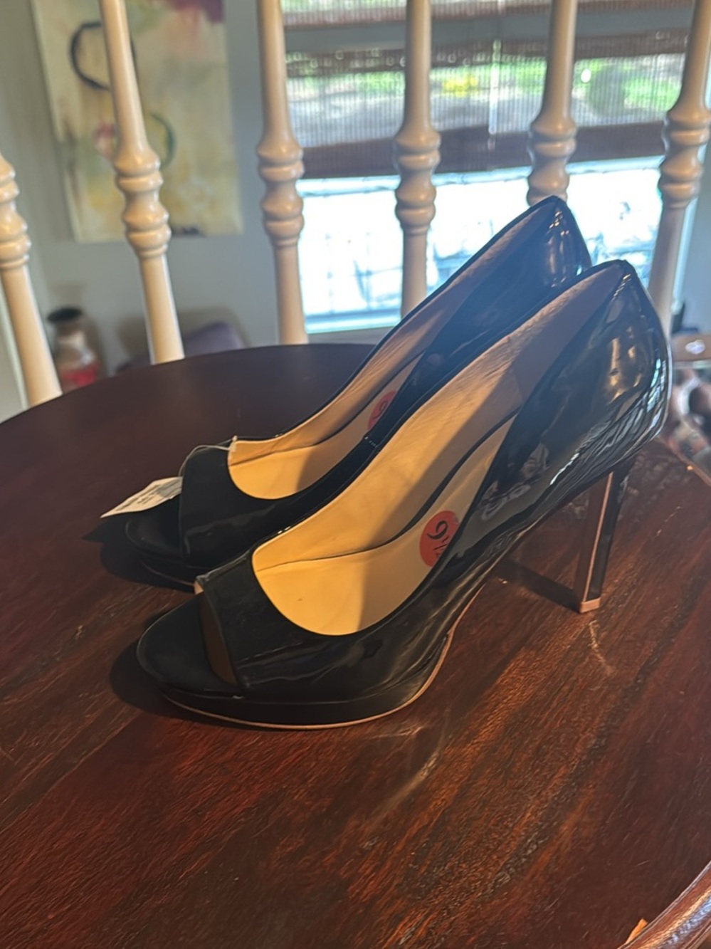 Jessica Simpson Black Patent Peep-Toe Stiletto Heels